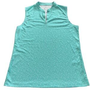 Nike Dri Fit Golf Polo Womens Medium Sleeveless Blue Polka Dot Top